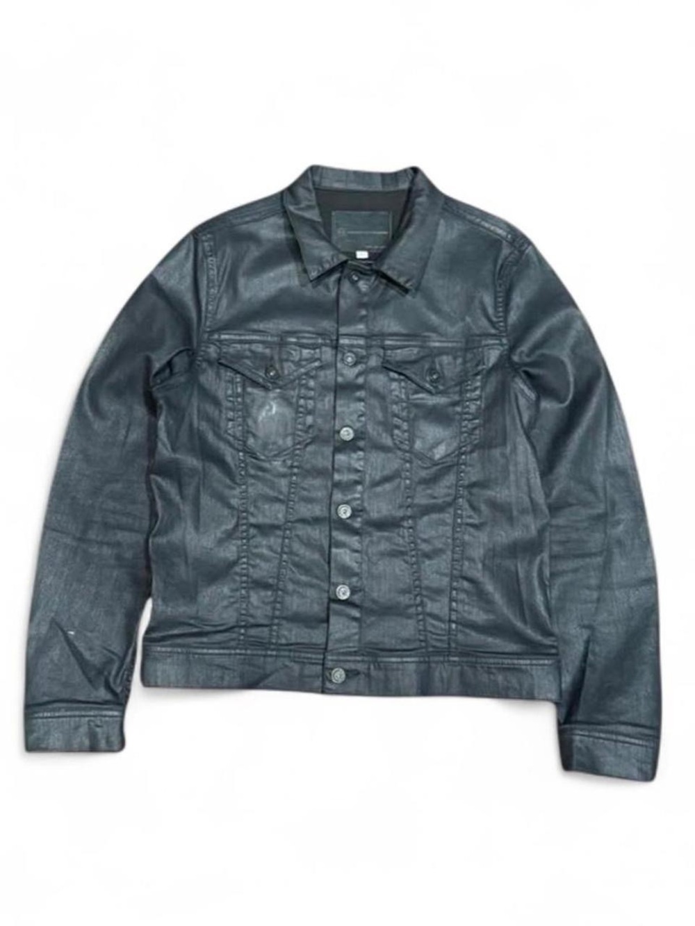 Adriano Goldschmied Waxed Black Trucker Jacket Made in USA